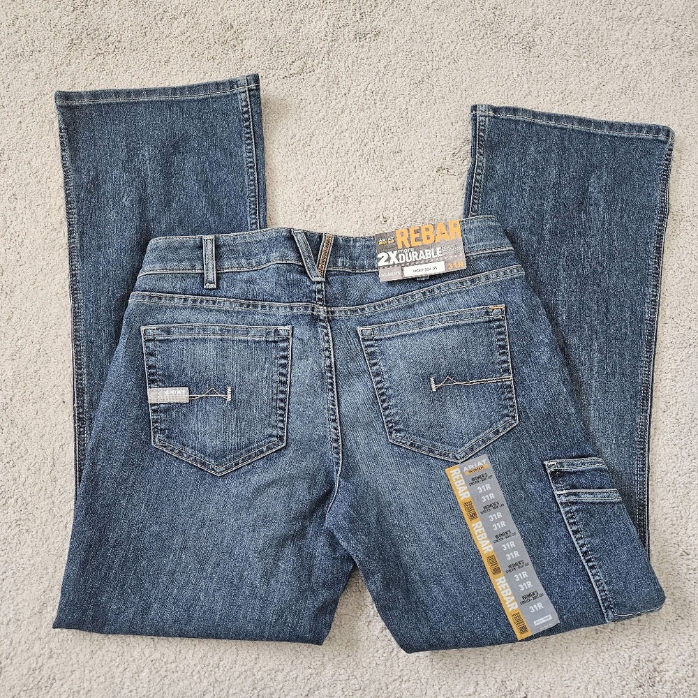 NWT Ariat | Rebar Mid Rise Raven DuraStretch In Sofia Boot Cut Jean Womens 31R - Picture 7 of 9